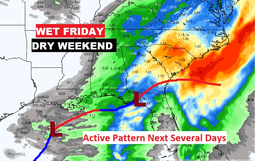 Wet Friday Dry Weekend Active Pattern Next Several Days Friday